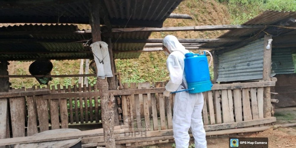 Disinfection and containment measures, conducted by Veterinary Dispensary and VHC Kigwema, under ASF-affected farms at Kigwema and Mitelephe villages on August 14. (DIPR Photo)